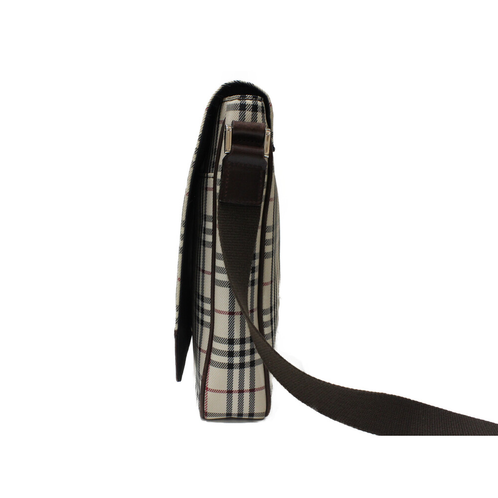 BURBERRY Leather Shoulder Bag Beige Tan Dark Brown Black Check - Picture 2 of 7